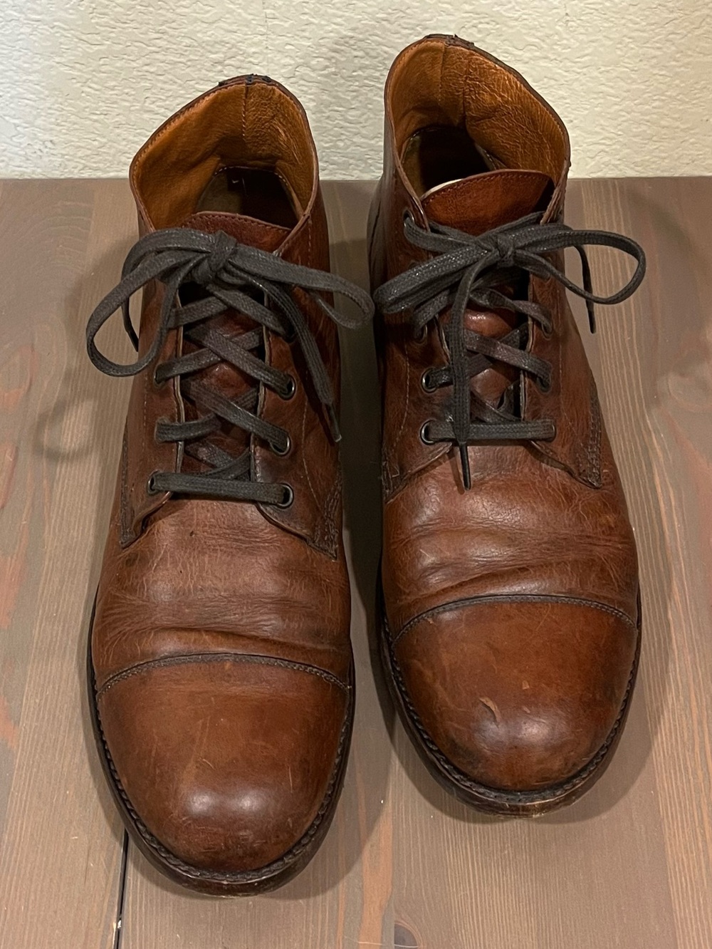 Frye Chukka Ankle Boots Size 10 Brown Leather Lace Up Casual Minimalist Designer